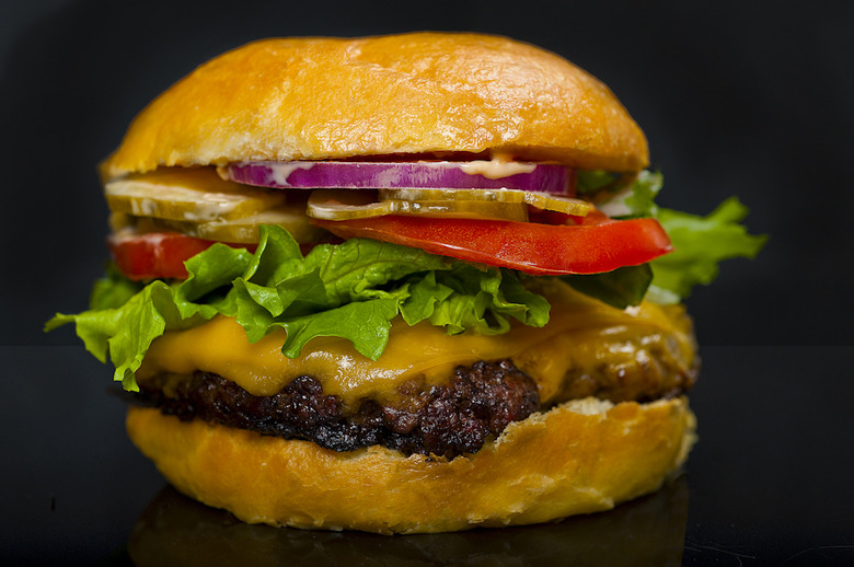 Classic single cheese American burger.