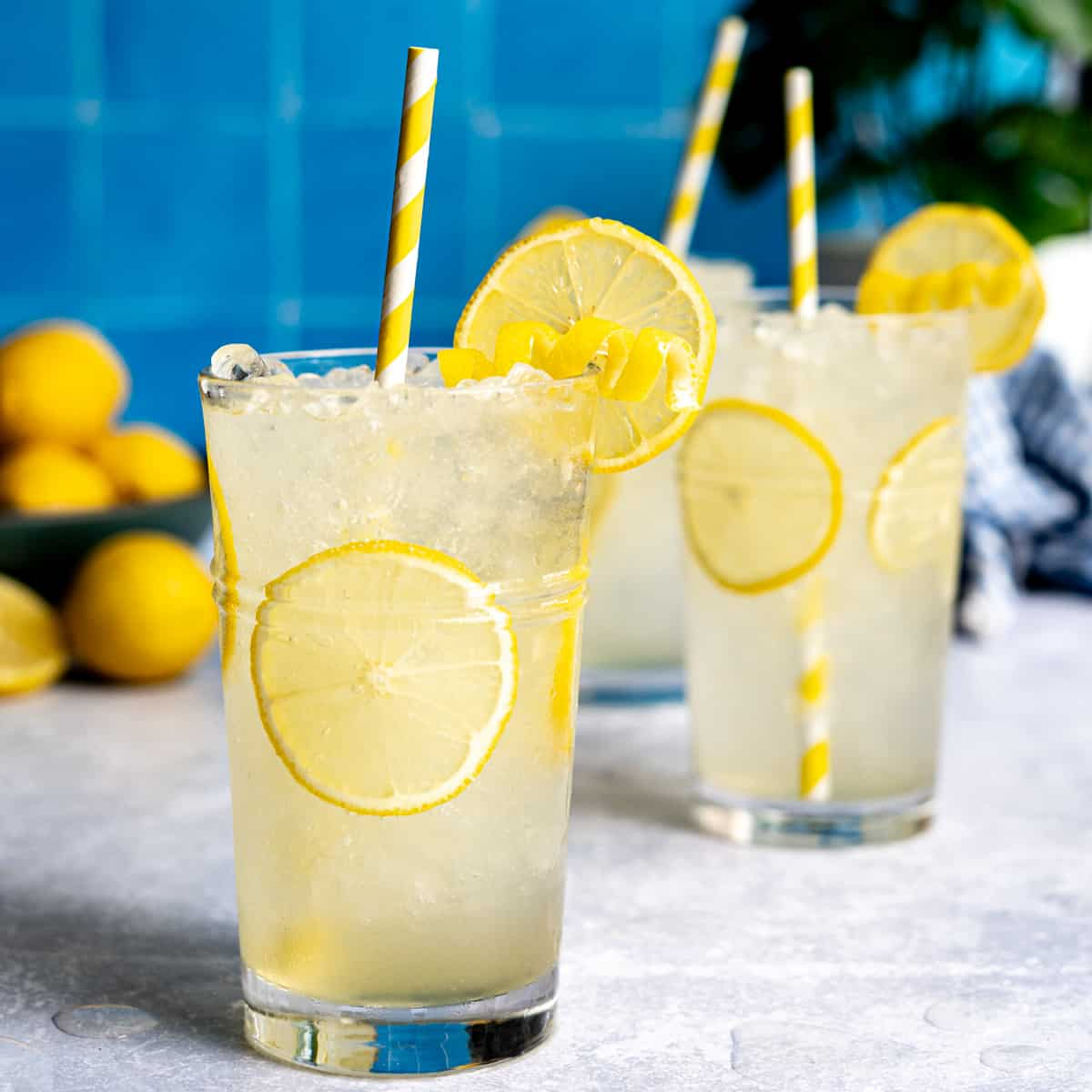 Photo of glass of lemonade.