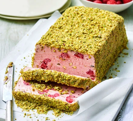 Raspberry and pistachio parfait photo