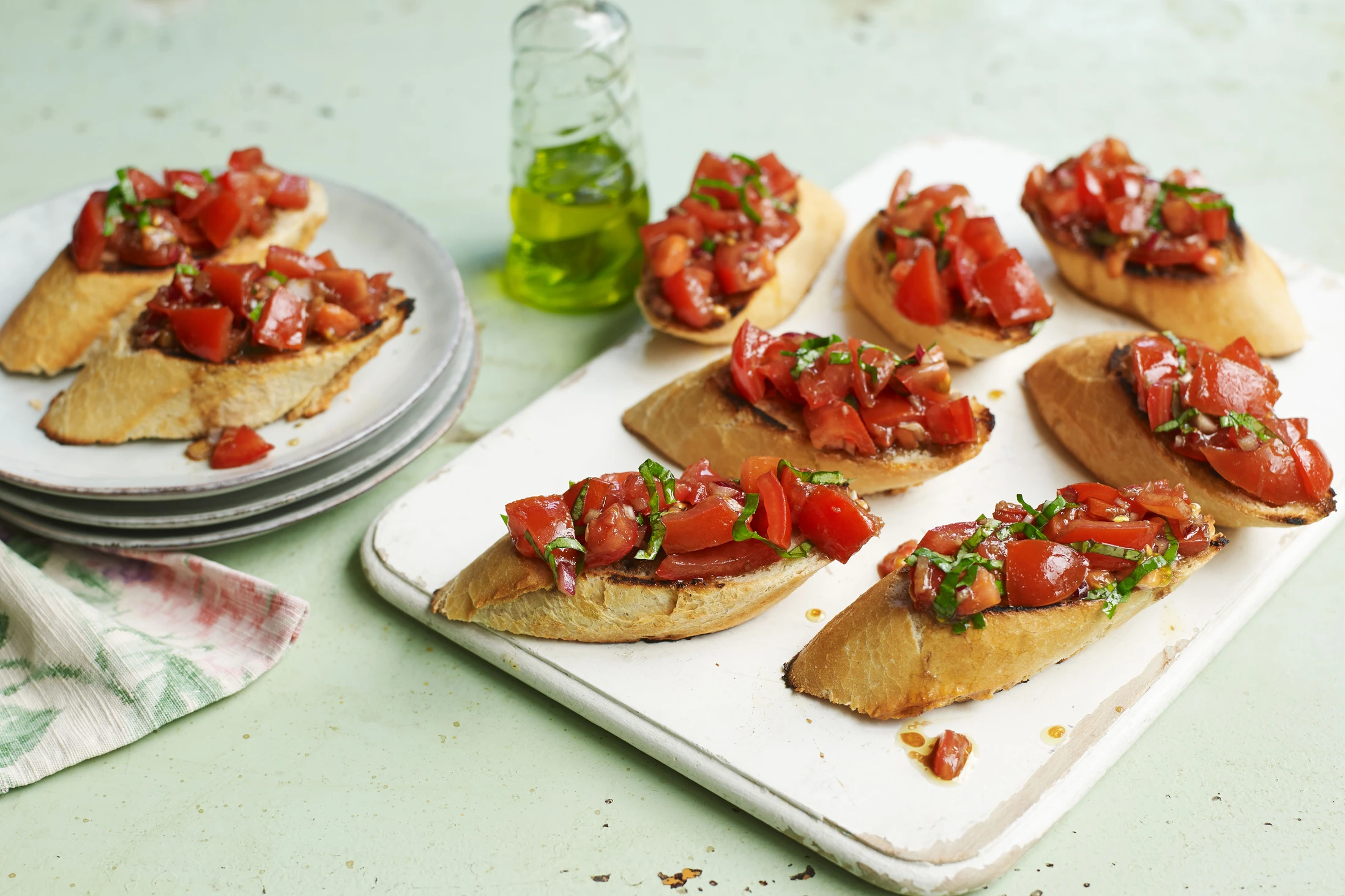 Photo with tomato bruschettas.